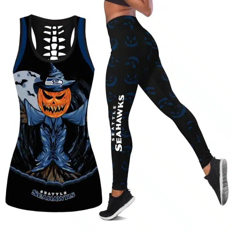 Seattle Seahawks Women's Hollow Out Tank Top + Legging LU64