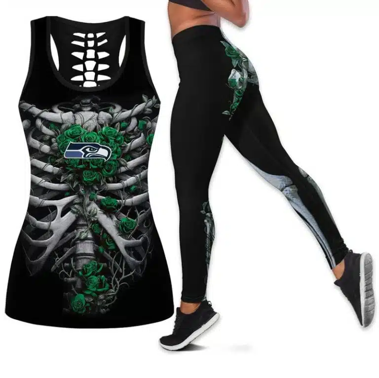 Seattle Seahawks Women's Hollow Out Tank Top + Legging RY24