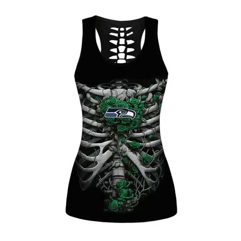 Seattle Seahawks Women's Hollow Out Tank Top + Legging RY24 - Image 2