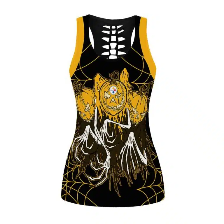 Pittsburgh Steelers Women's Hollow Out Tank Top + Legging GE27 - Image 2