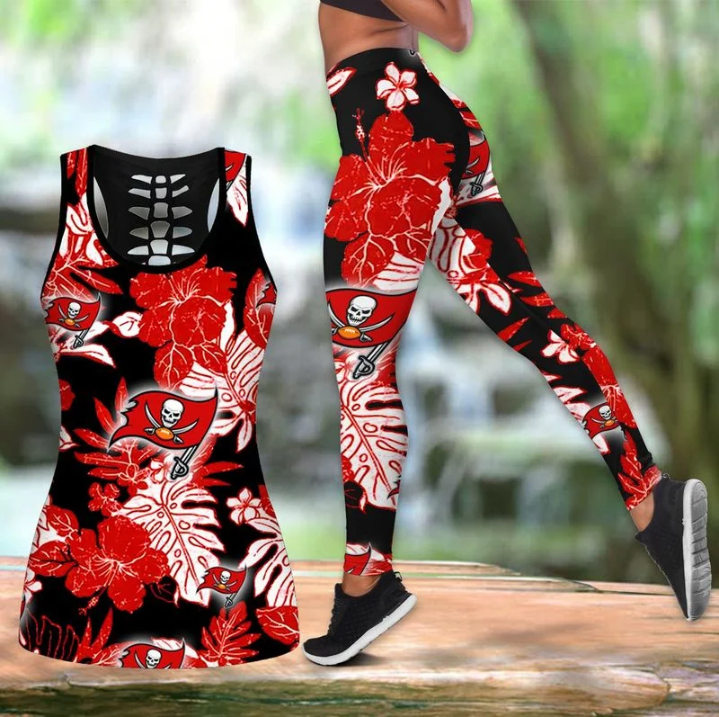 Tampa Bay Buccaneers Women's Hollow Out Tank Top + Legging JT71
