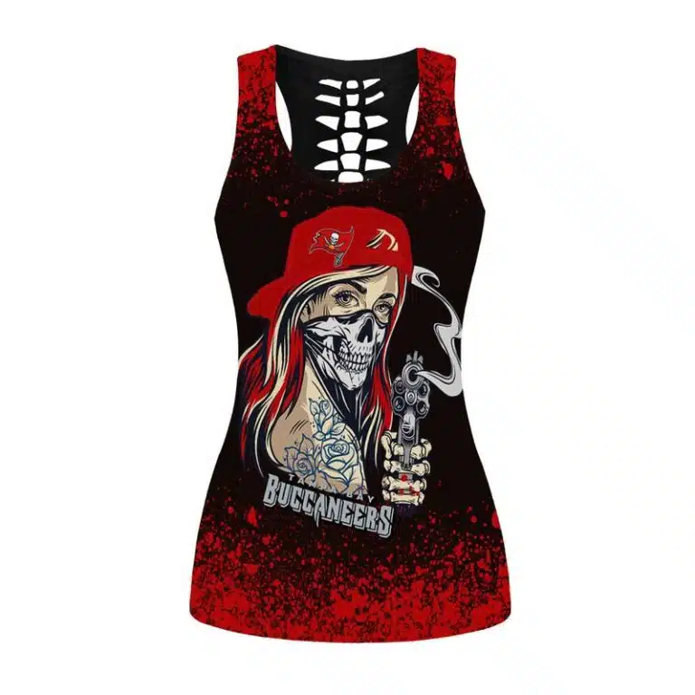 Tampa Bay Buccaneers Women's Hollow Out Tank Top + Legging IE73 - Image 2