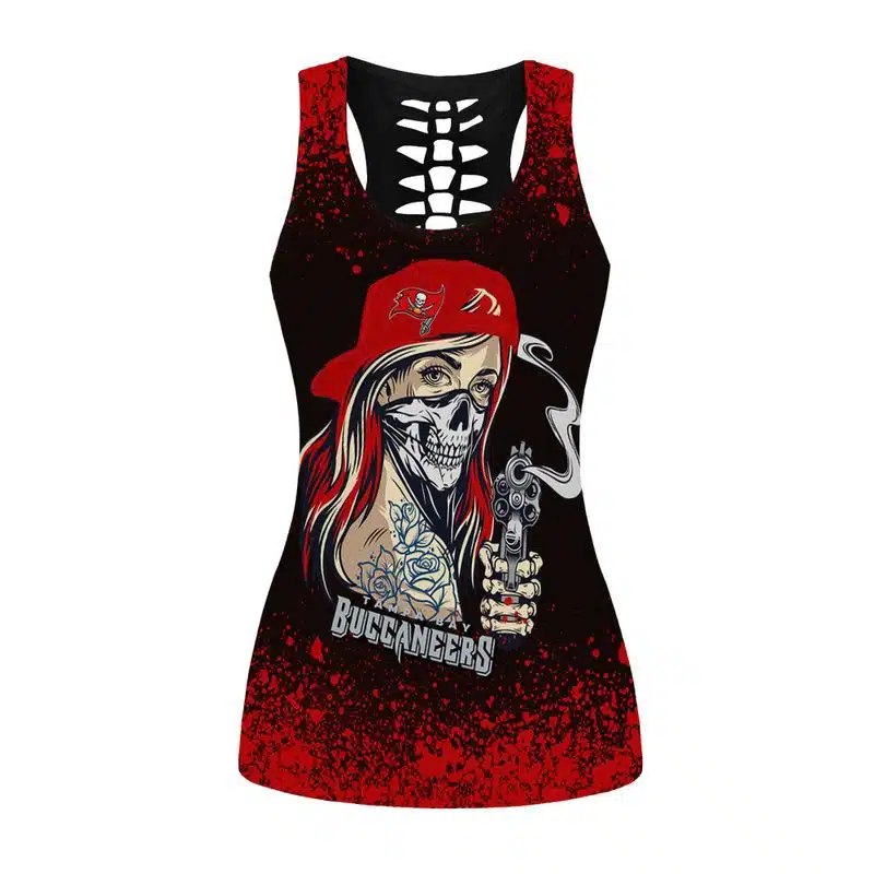 Tampa Bay Buccaneers Women's Hollow Out Tank Top + Legging IE73 - Image 2