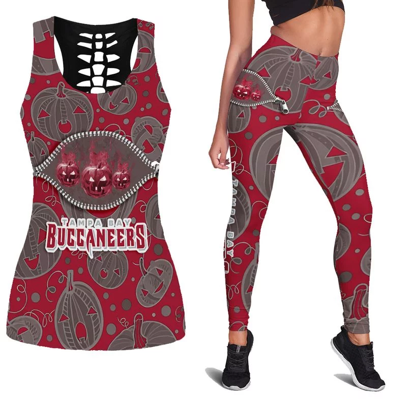 Tampa Bay Buccaneers Women's Hollow Out Tank Top + Legging WD41