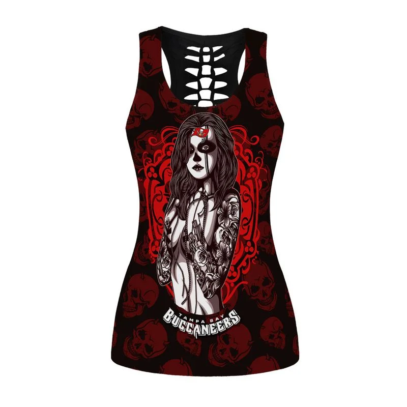 Tampa Bay Buccaneers Women's Hollow Out Tank Top + Legging KW28 - Image 2