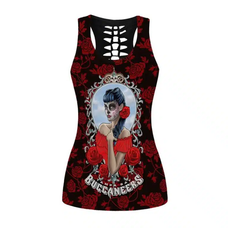 Tampa Bay Buccaneers Women's Hollow Out Tank Top + Legging EK47 - Image 2