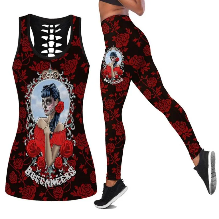 Tampa Bay Buccaneers Women's Hollow Out Tank Top + Legging EK47