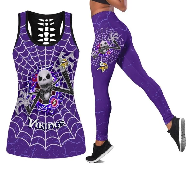 Minnesota Vikings Women's Hollow Out Tank Top + Legging JR84
