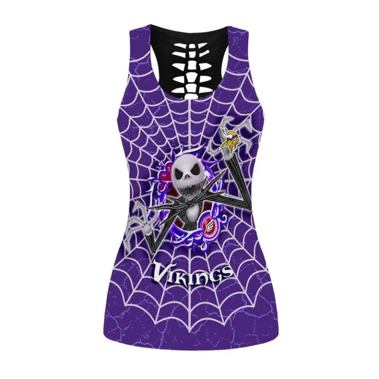 Minnesota Vikings Women's Hollow Out Tank Top + Legging JR84 - Image 2