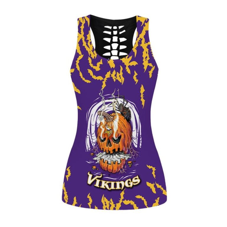 Minnesota Vikings Women's Hollow Out Tank Top + Legging TO64 - Image 2