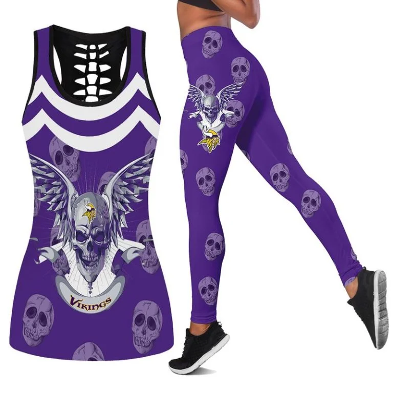 Minnesota Vikings Women's Hollow Out Tank Top + Legging YF98