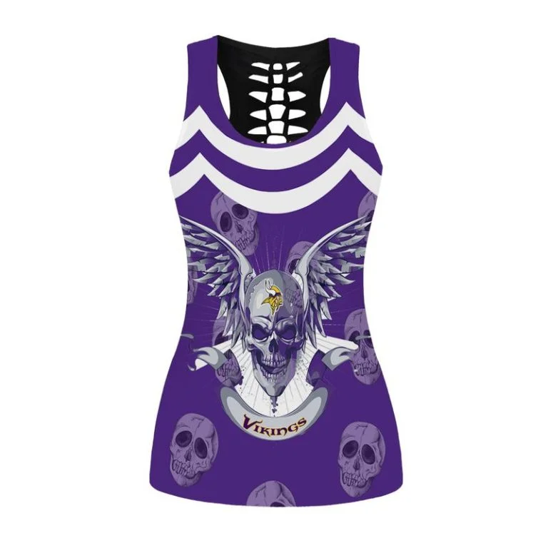 Minnesota Vikings Women's Hollow Out Tank Top + Legging YF98 - Image 2