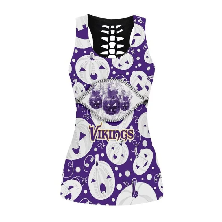 Minnesota Vikings Women's Hollow Out Tank Top + Legging XQ13 - Image 2