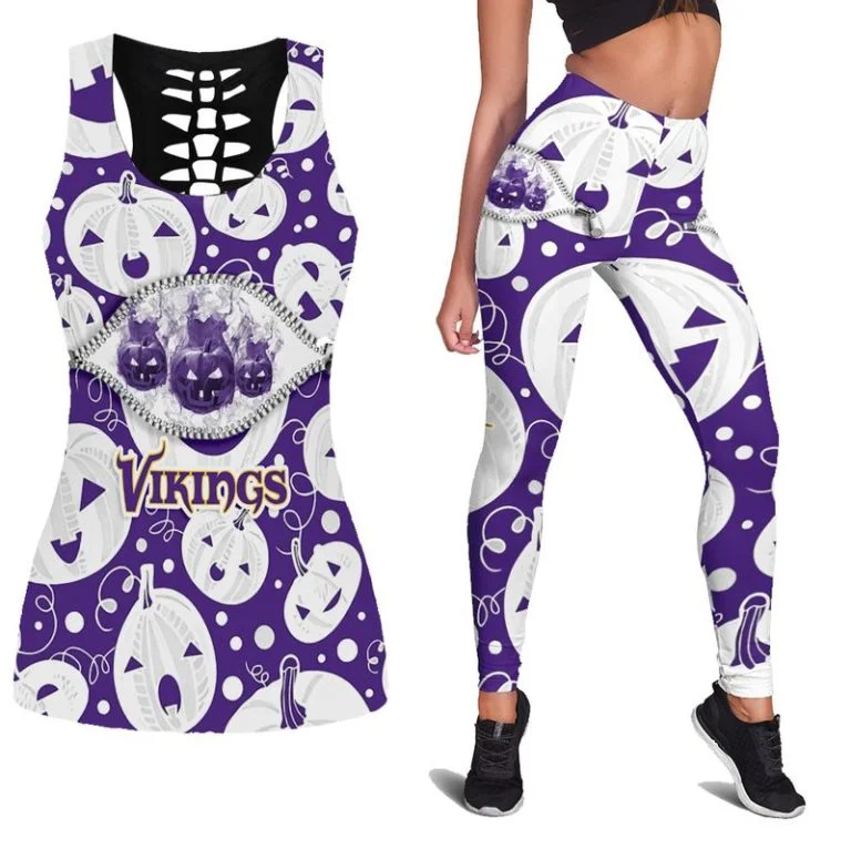 Minnesota Vikings Women's Hollow Out Tank Top + Legging XQ13