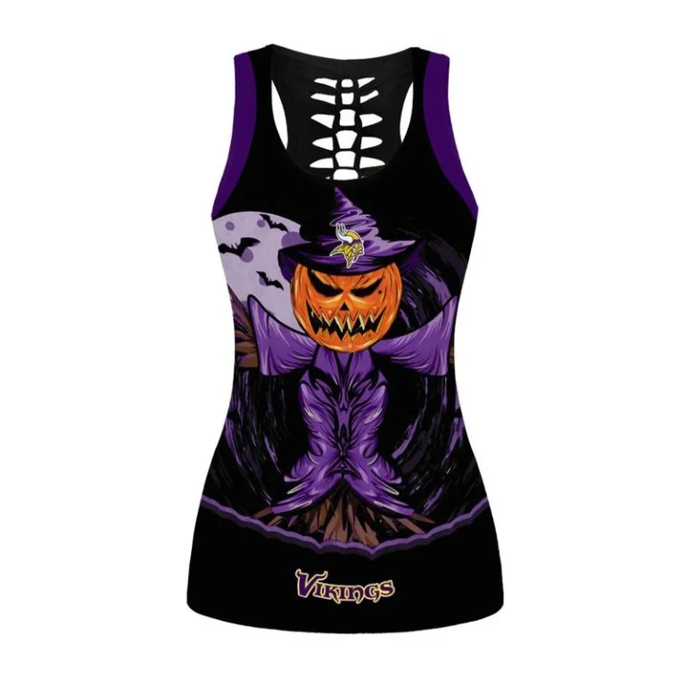 Minnesota Vikings Women's Hollow Out Tank Top + Legging OR24 - Image 2