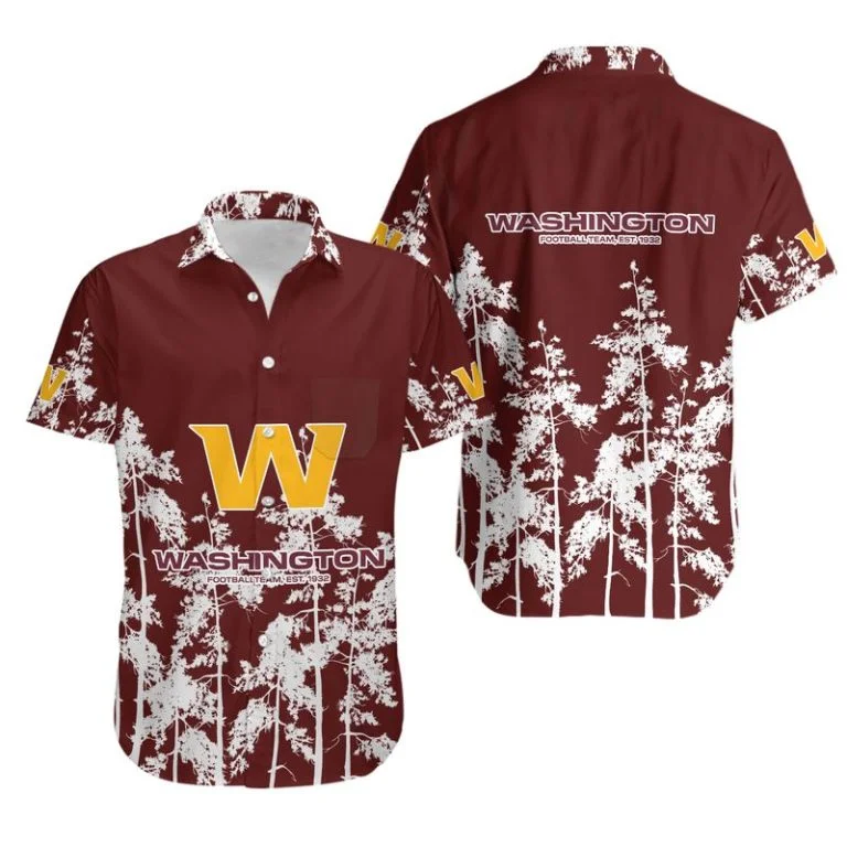 Combo Washington Football Button-Up Shirt & Men Shorts JW97