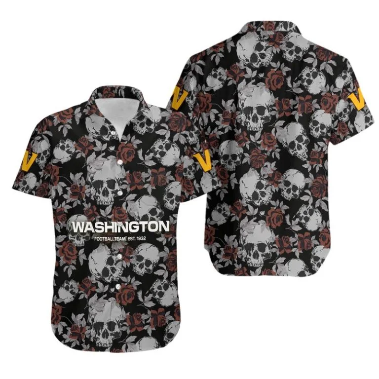 Combo Washington Football Button-Up Shirt & Men Shorts JD71