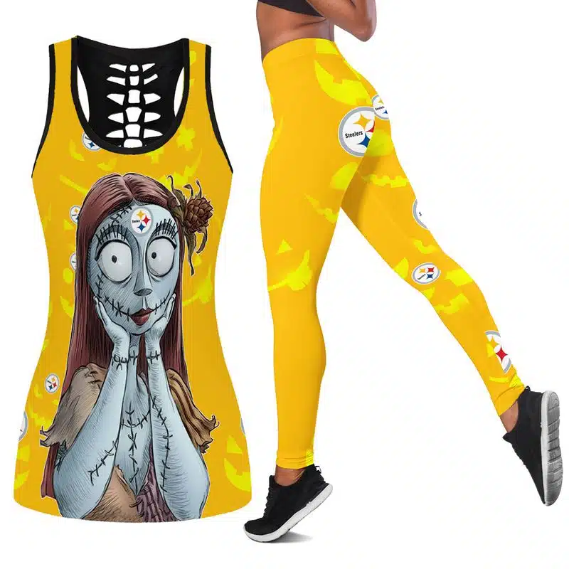 Pittsburgh Steelers Women's Hollow Out Tank Top + Legging JF24
