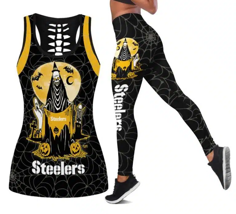 Pittsburgh Steelers Women's Hollow Out Tank Top + Legging EK19