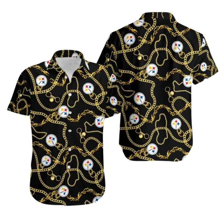 Combo Pittsburgh Steelers Button-Up Shirt & Men Shorts WL24