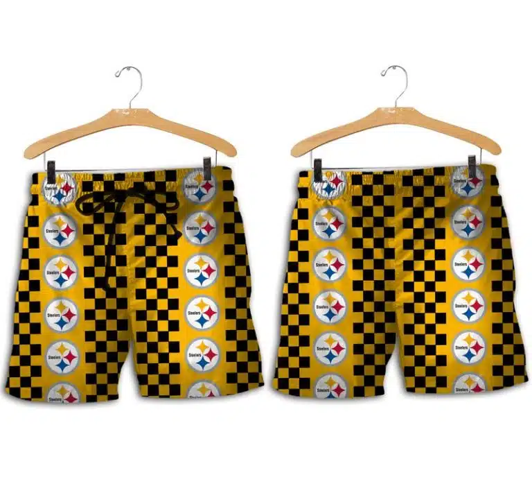 Combo Pittsburgh Steelers Button-Up Shirt & Men Shorts WK34 - Image 2