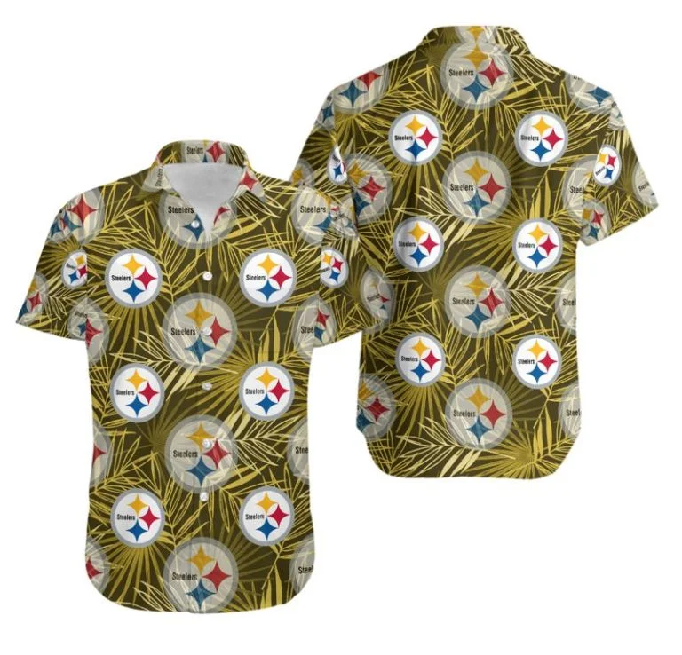 Combo Pittsburgh Steelers Button-Up Shirt & Men Shorts RH37