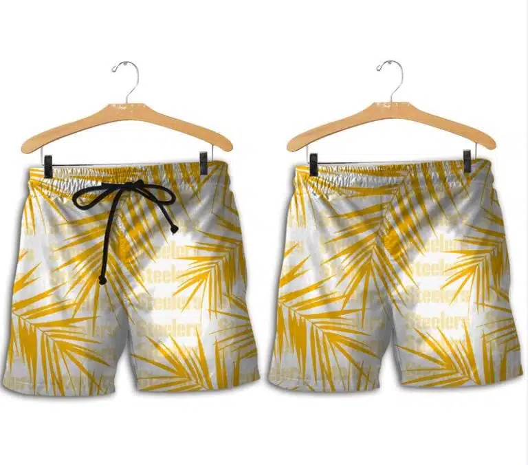 Combo Pittsburgh Steelers Button-Up Shirt & Men Shorts JT28 - Image 2