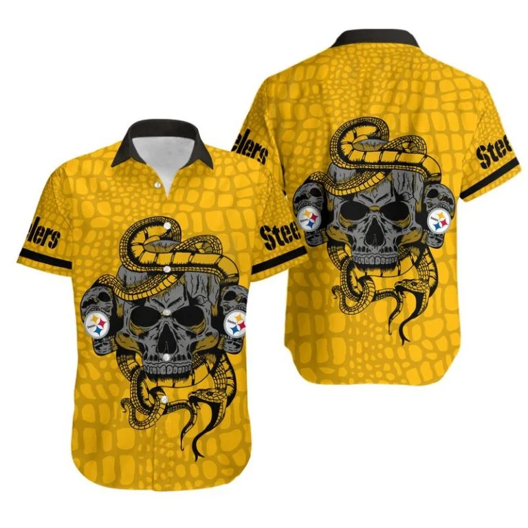 Combo Pittsburgh Steelers Button-Up Shirt & Men Shorts JF47