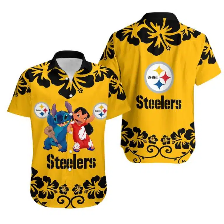 Combo Pittsburgh Steelers Button-Up Shirt & Men Shorts KT47