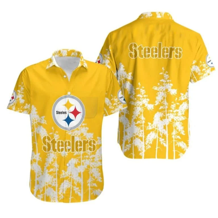 Combo Pittsburgh Steelers Button-Up Shirt & Men Shorts HR93