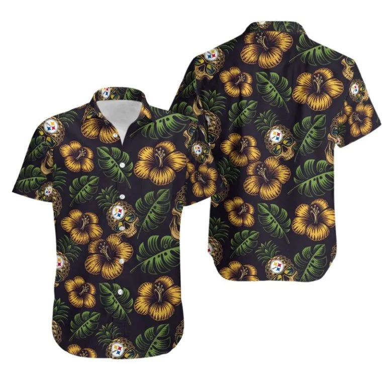 Combo Pittsburgh Steelers Button-Up Shirt & Men Shorts JT14