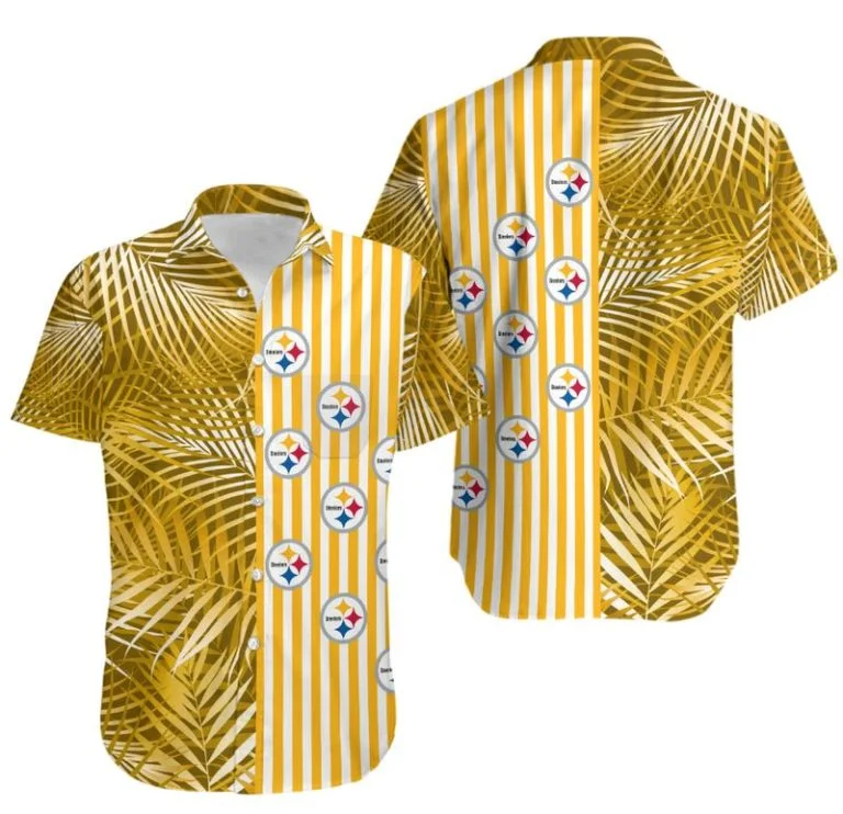 Combo Pittsburgh Steelers Button-Up Shirt & Men Shorts JT71