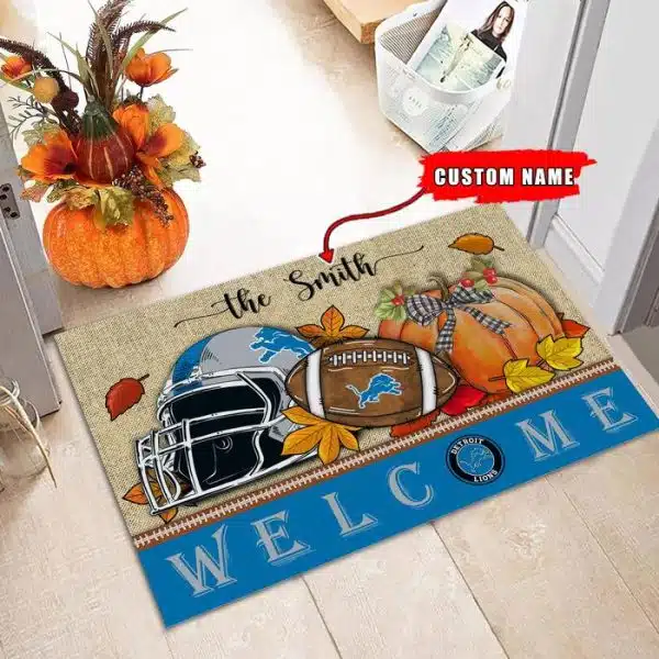 24-Detroit Lions Welcome Fall Football Doormat – Custom name - Image 2