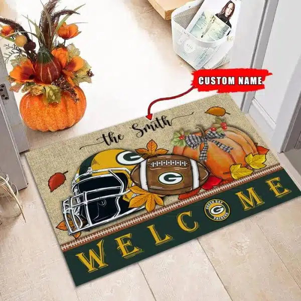 12-Green Bay Packers Welcome Fall Football Doormat – Custom name - Image 3