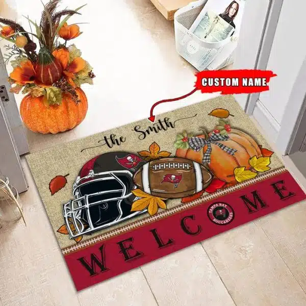30-Tampa Bay Buccaneers Welcome Fall Football Doormat – Custom name - Image 2