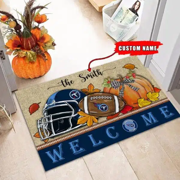 31-Tennessee Titans Welcome Fall Football Doormat – Custom name - Image 2