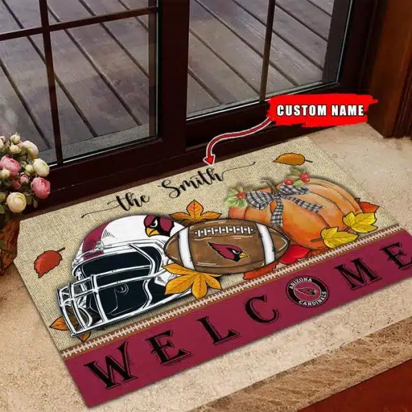 33-Arizona Cardinals Welcome Fall Football Doormat – Custom name - Image 2