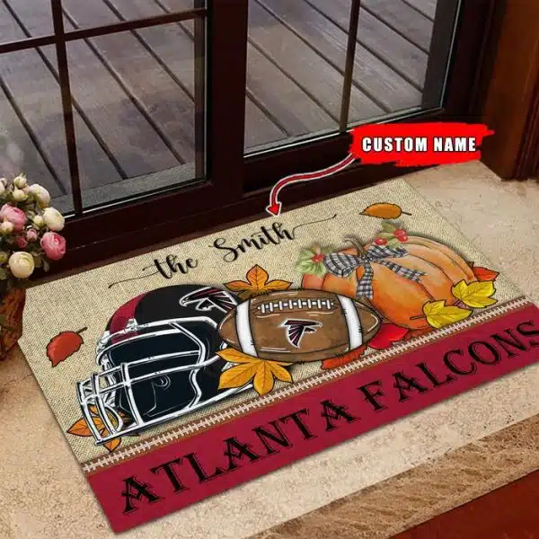 34-Atlanta Falcons Fall Football Doormat – Custom name - Image 3