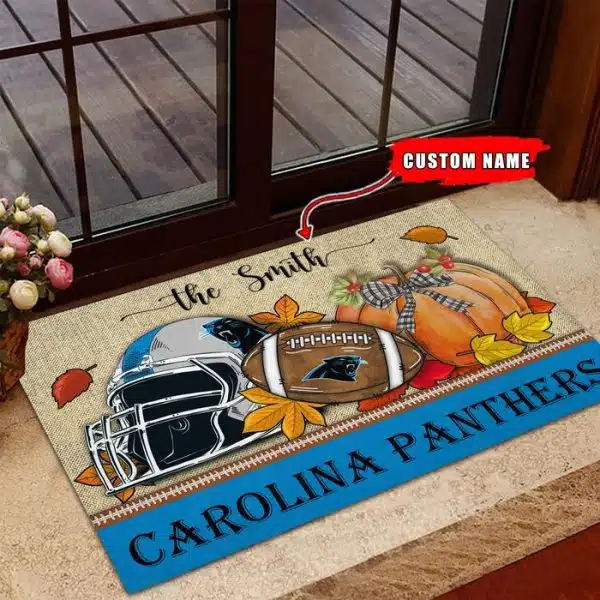 25-Carolina Panthers Fall Football Doormat – Custom name - Image 3