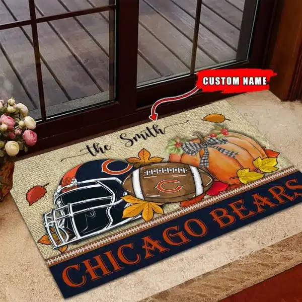 06-Chicago Bears Fall Football Doormat – Custom name - Image 3