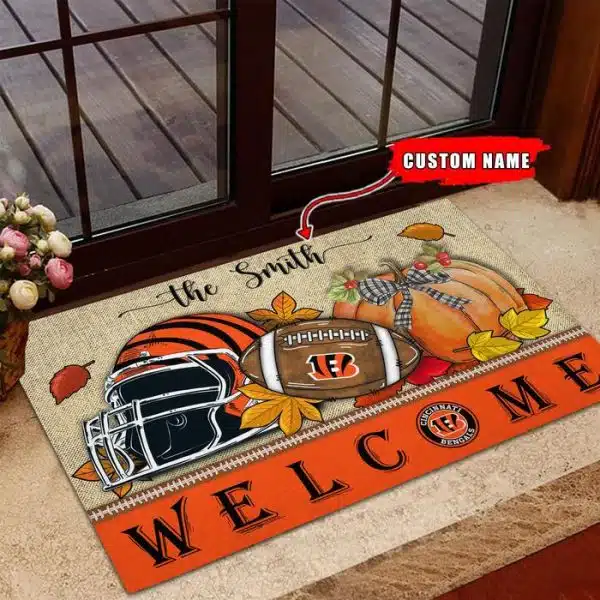 28-Cincinnati Bengals Welcome Fall Football Doormat – Custom name - Image 3
