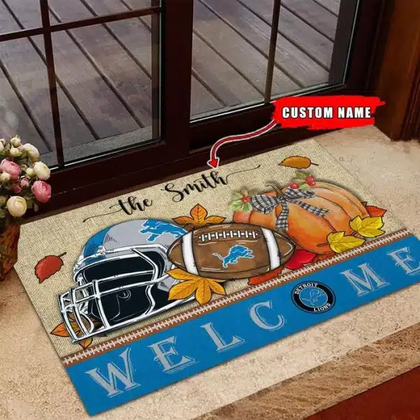 24-Detroit Lions Welcome Fall Football Doormat – Custom name - Image 3
