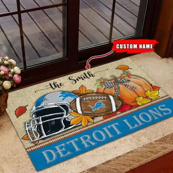 24-Detroit Lions Fall Football Doormat – Custom name - Image 3
