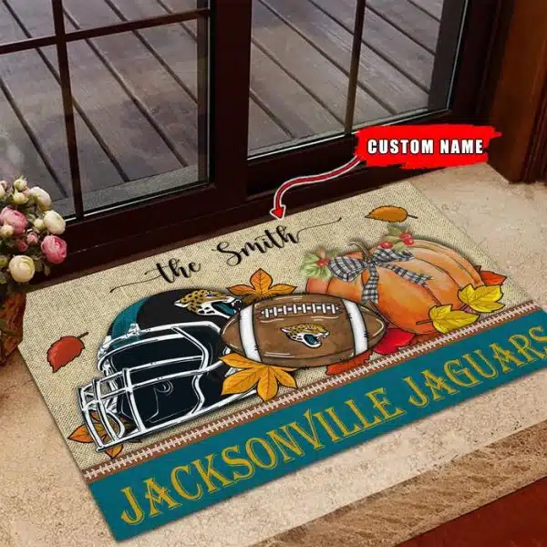 15-Jacksonville Jaguars Fall Football Doormat – Custom name - Image 3
