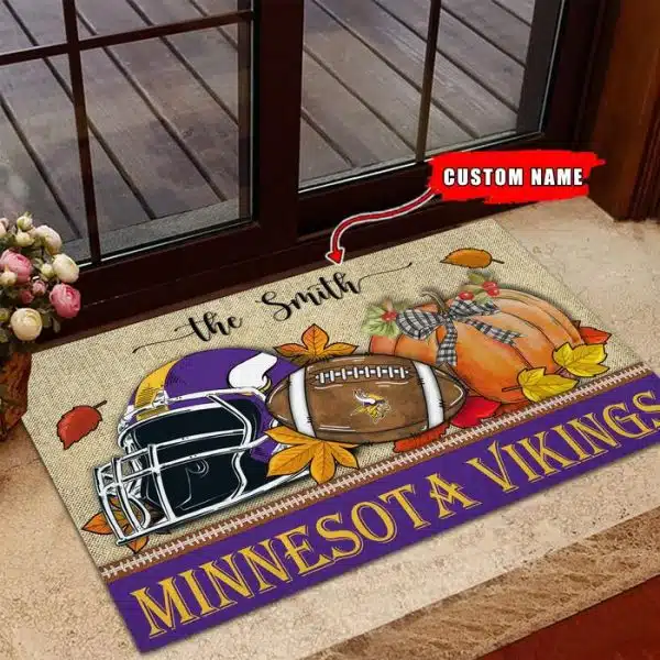 18-Minnesota Vikings Fall Football Doormat – Custom name - Image 3