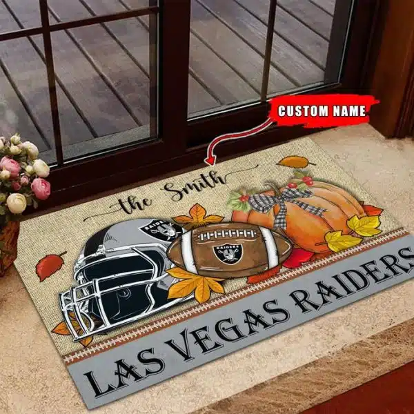 23-Las Vegas Raiders Fall Football Doormat – Custom name - Image 3