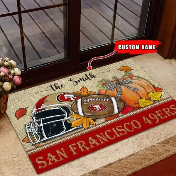 07-San Francisco 49ers Fall Football Doormat – Custom name - Image 2