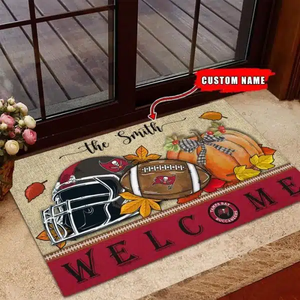 30-Tampa Bay Buccaneers Welcome Fall Football Doormat – Custom name - Image 3