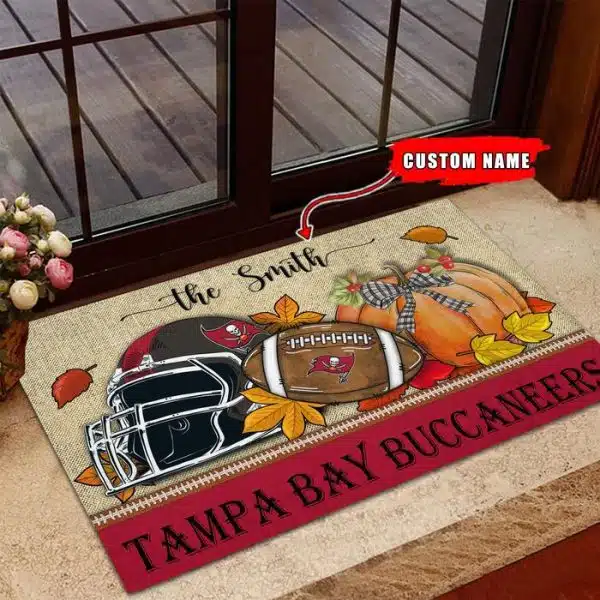 30-Tampa Bay Buccaneers Fall Football Doormat – Custom name - Image 3