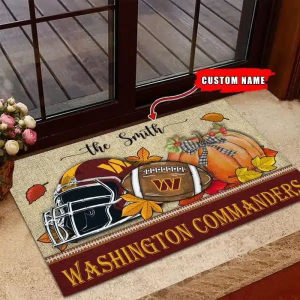 32-Washington Commanders Fall Football Doormat – Custom name - Image 3